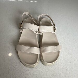 Steve Madden Cream Sandals with Gold Buckle